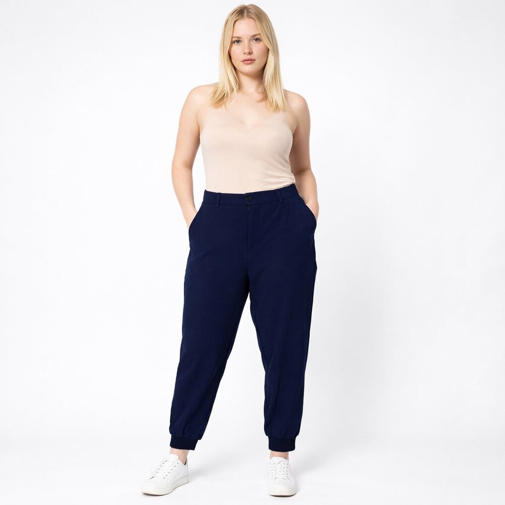 2/$30 Houston White Blouson Cuff Zip-fly Jogger Trouser Navy 40 x 30 #A1615